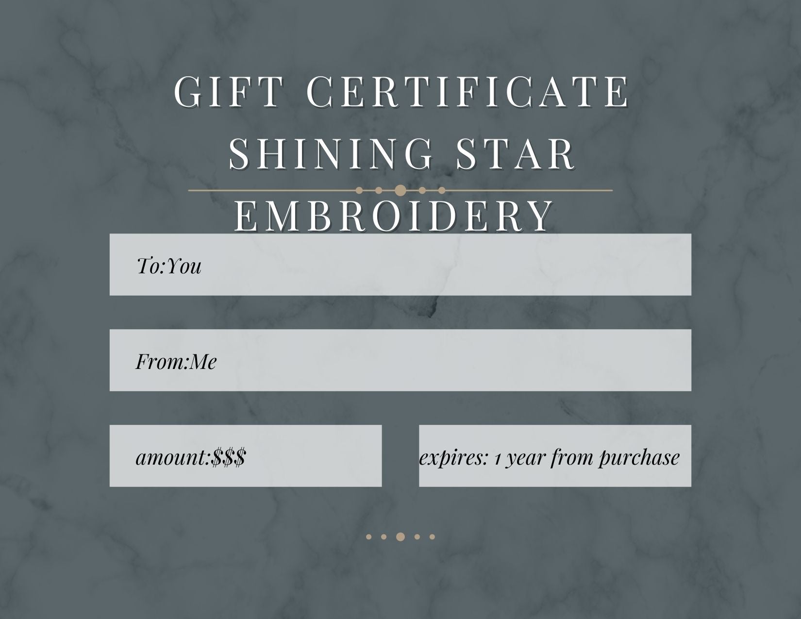 Shining Star Embroidery Gift Card